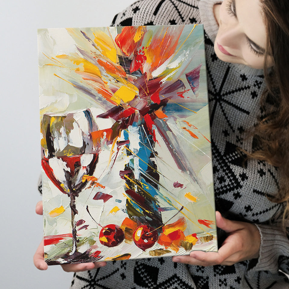 Wine And Flowers Abstract Canvas Prints Wall Art - Painting Canvas, Wall Decor, Painting Prints