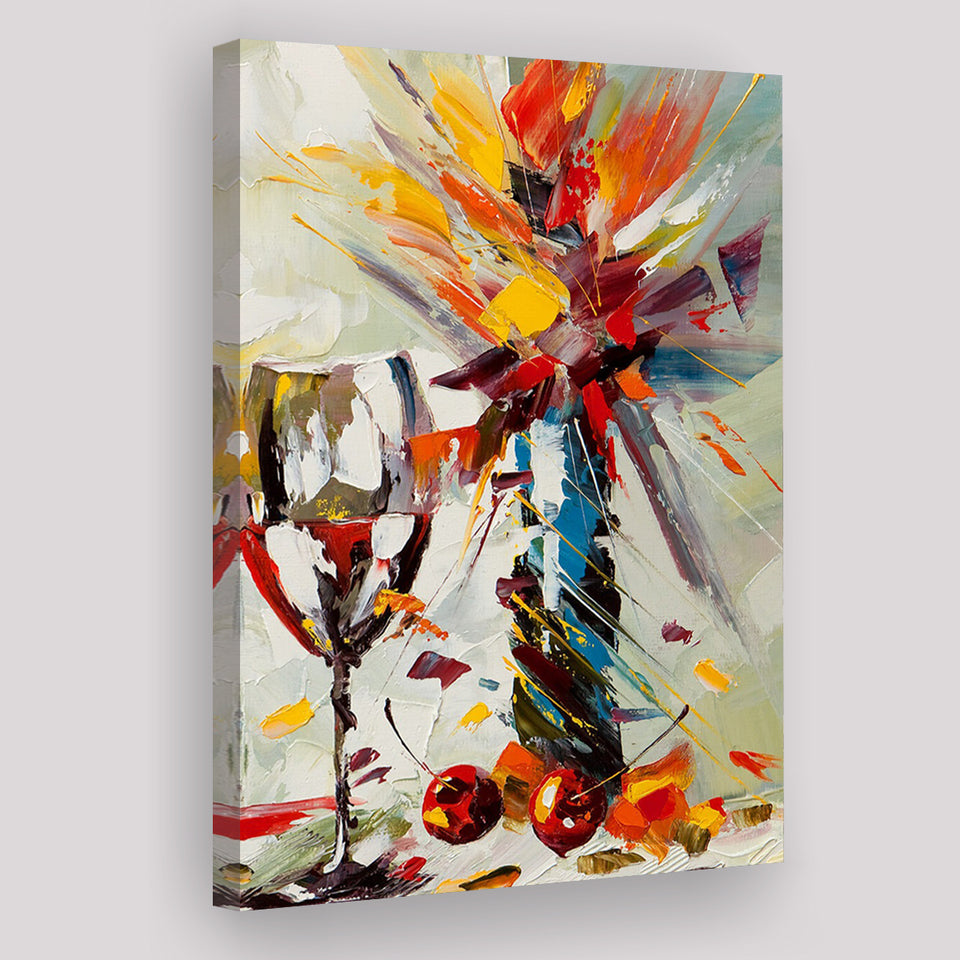 Wine And Flowers Abstract Canvas Prints Wall Art - Painting Canvas, Wall Decor, Painting Prints