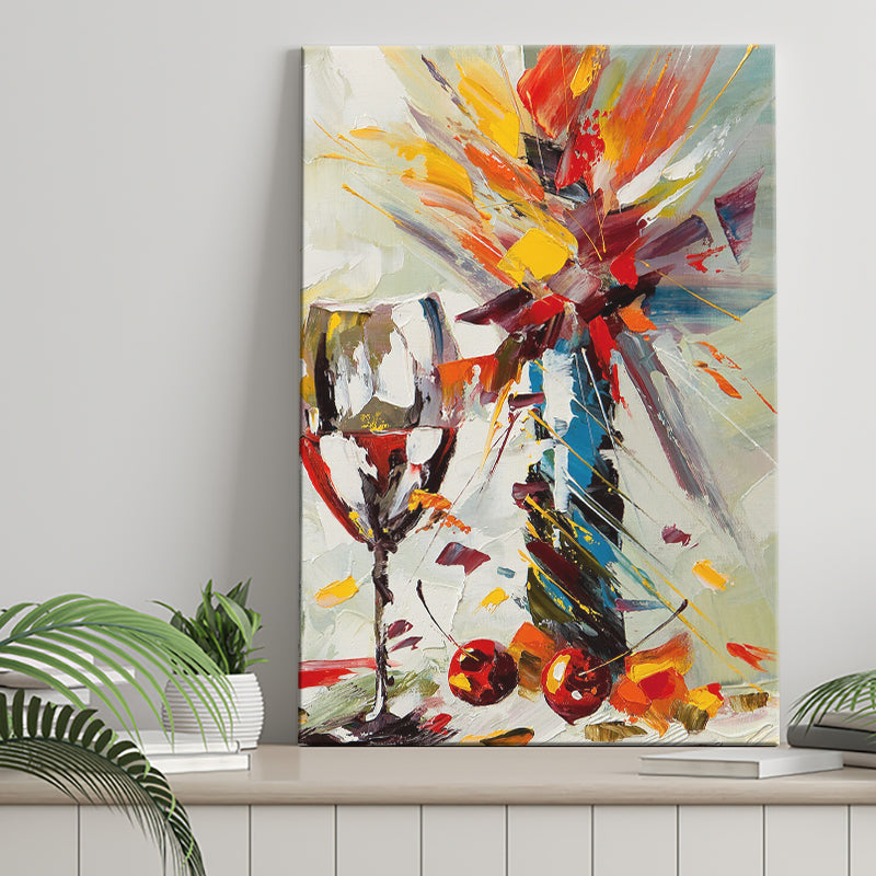 Wine And Flowers Abstract Canvas Prints Wall Art - Painting Canvas, Wall Decor, Painting Prints