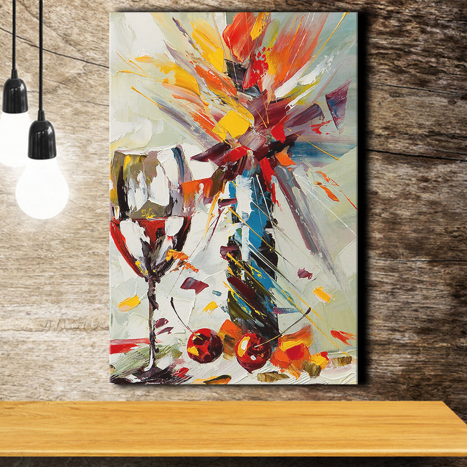 Wine And Flowers Abstract Canvas Prints Wall Art - Painting Canvas, Wall Decor, Painting Prints