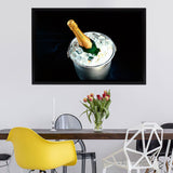 Wine Champagne Bottle With Ice Framed Canvas Wall Art - Framed Prints, Canvas Prints, Prints for Sale, Canvas Painting