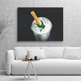Wine Champagne Bottle With Ice Canvas Wall Art - Canvas Prints, Prints for Sale, Canvas Painting, Canvas On Sale