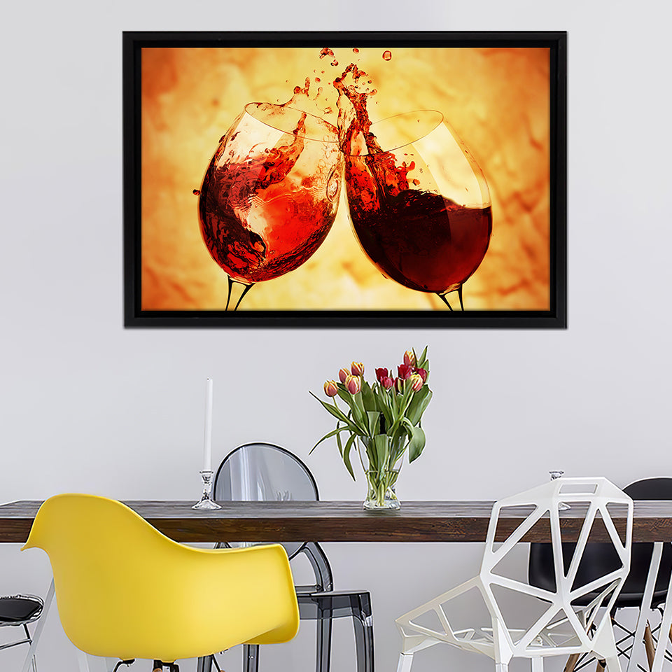 Wine Glasses Framed Canvas Wall Art - Canvas Prints, Painting Canvas,   UnixCanvas