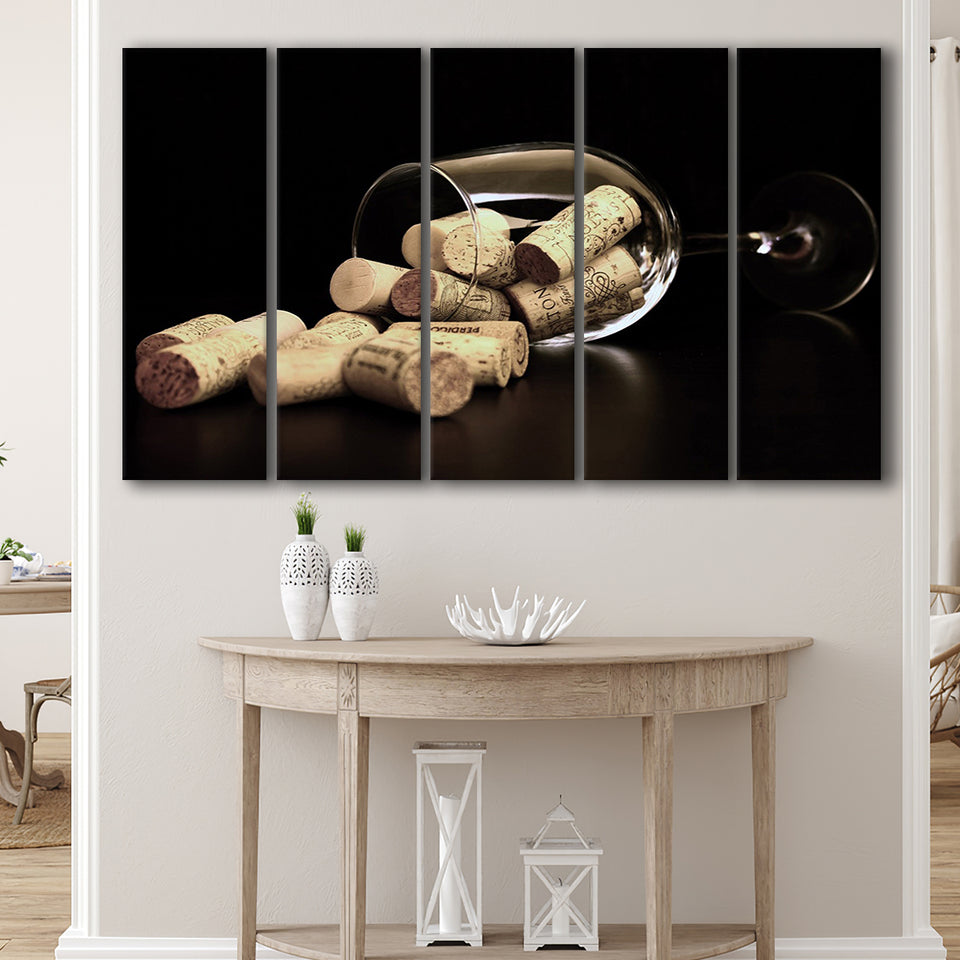 Wine, Wine Wall Decor 5 Panels B,Large Canvas,Canvas Prints Wall Art Home Decor