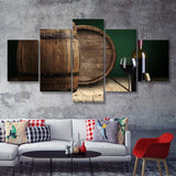 Wine  Barrels 5 Piece Canvas Prints Wall Art - Painting Prints, Wall Decor,Multi Panel