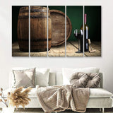 Wine  Barrels 5 Piece Canvas Prints Wall Art - Painting Prints, Wall Decor,Multi Panels