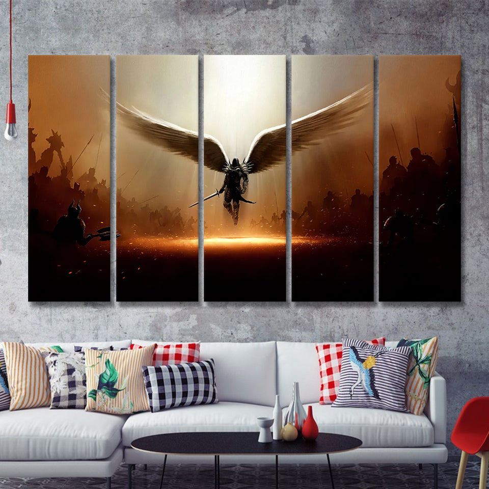Wing Of God Christian 5 Pieces B Canvas Prints Wall Art - Painting Canvas, Multi Panel