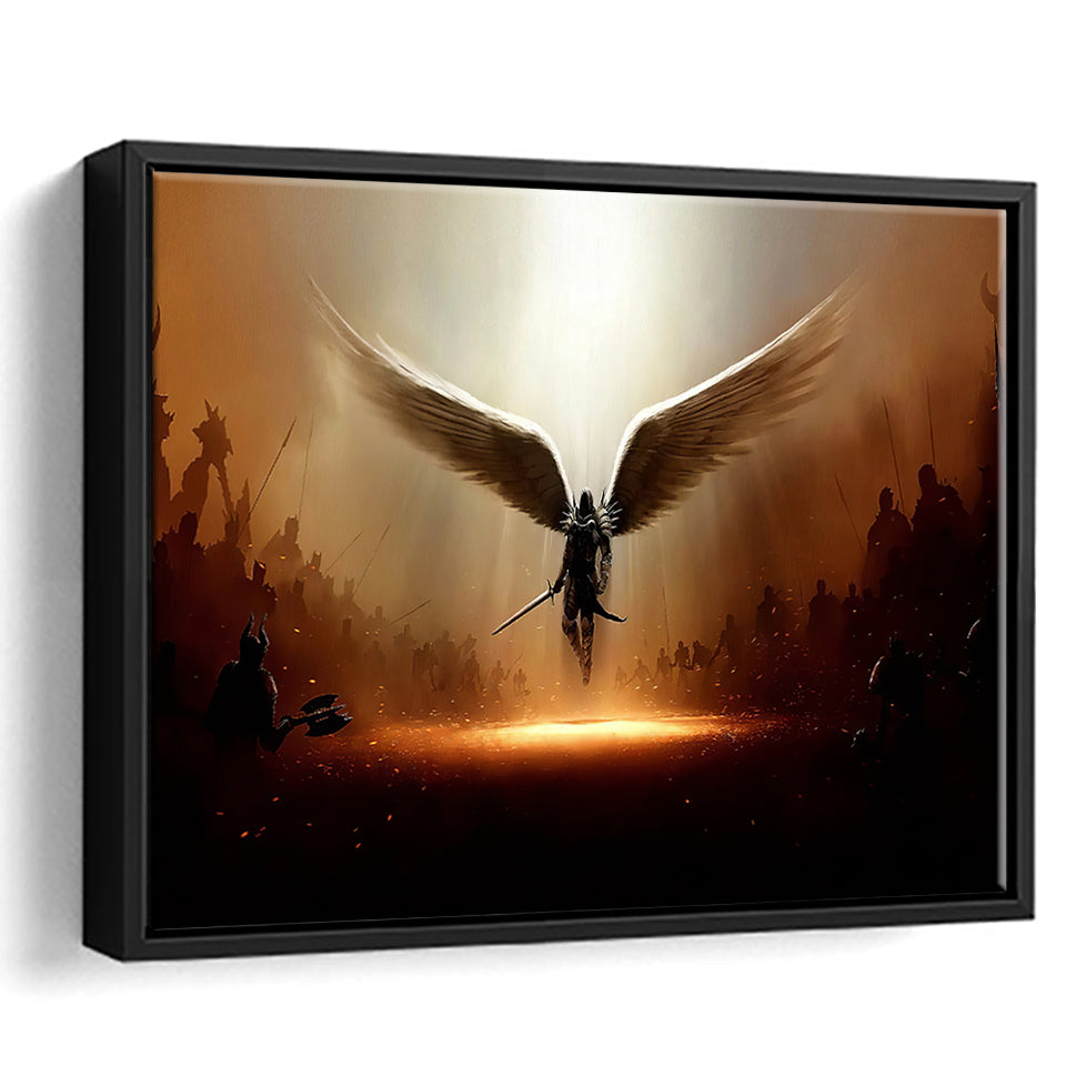 Wing Of God Christian Framed Canvas Prints Wall Art - Painting Canvas, Floating Frame, Wall Decor