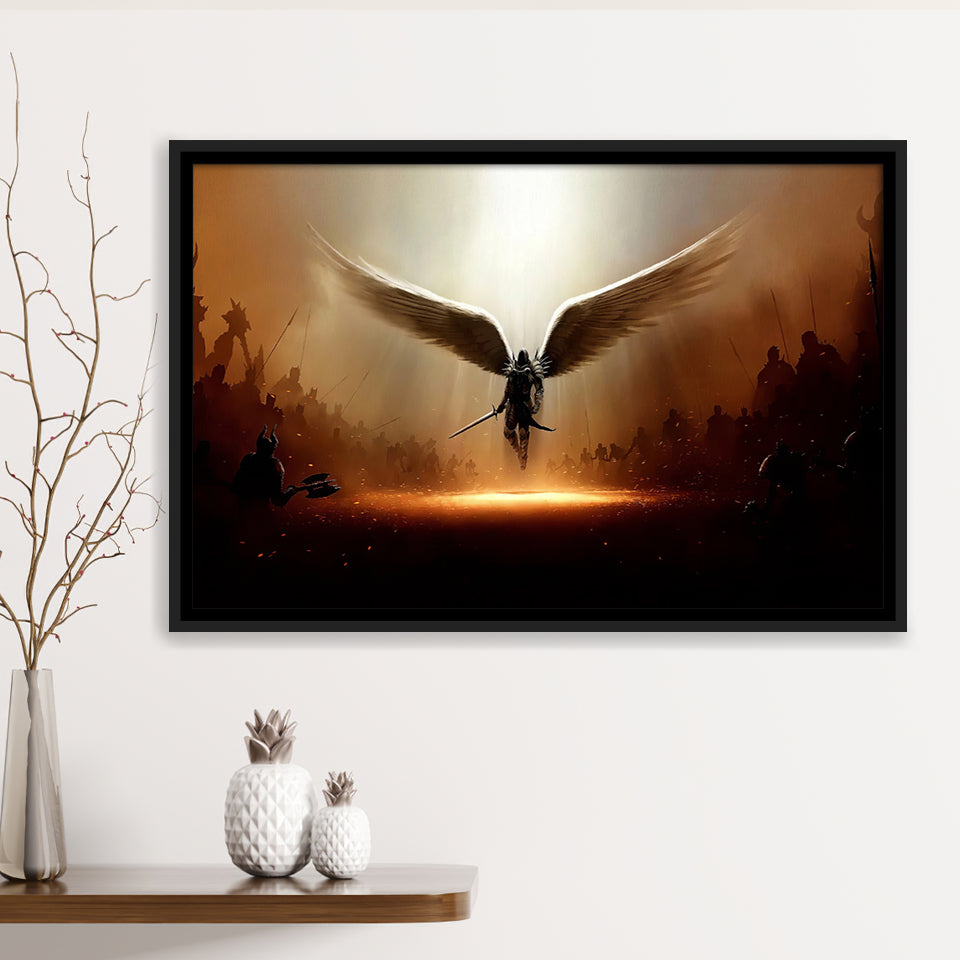 Wing Of God Christian Framed Canvas Prints Wall Art - Painting Canvas, Floating Frame, Wall Decor