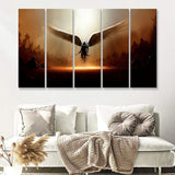 Wing Of God Christian 5 Pieces B Canvas Prints Wall Art - Painting Canvas, Multi Panel