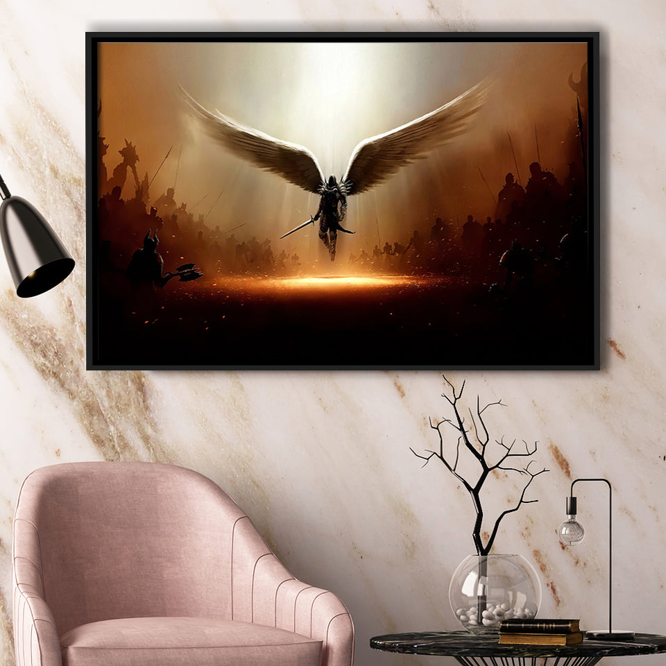 Wing Of God Christian Framed Canvas Prints Wall Art - Painting Canvas, Floating Frame, Wall Decor