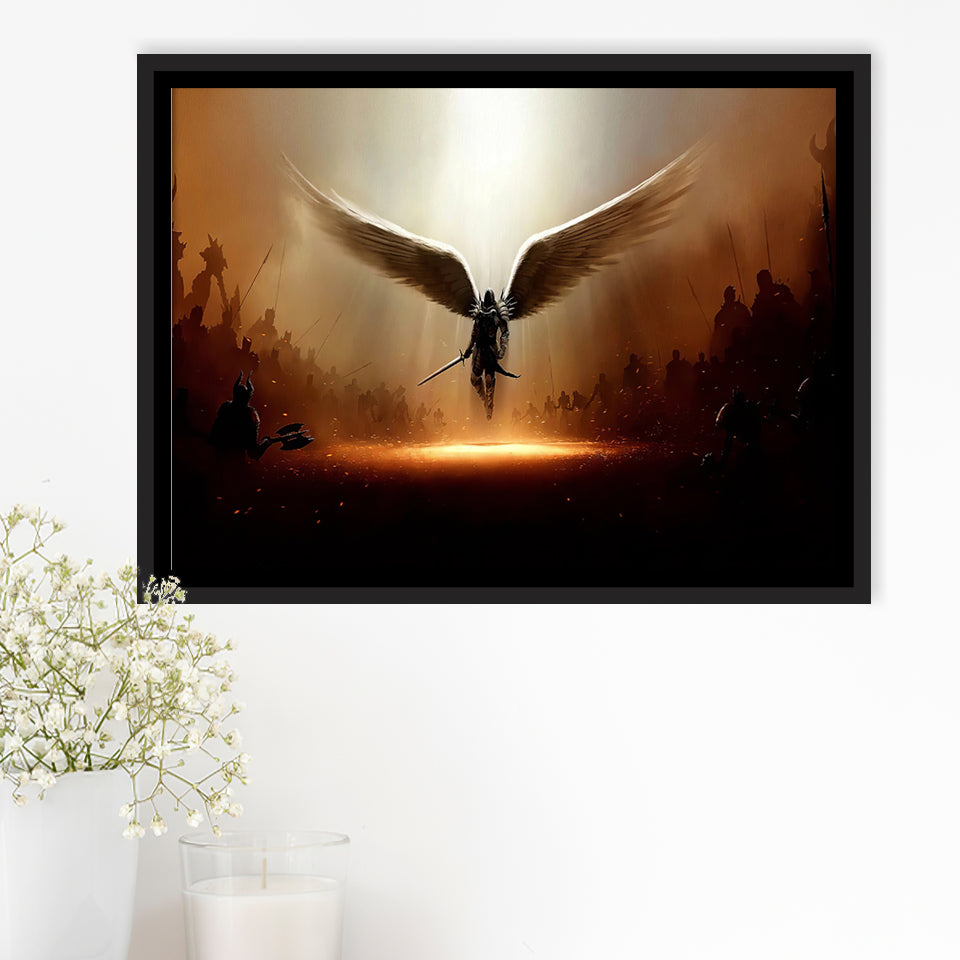 Wing Of God Christian Framed Canvas Prints Wall Art - Painting Canvas, Floating Frame, Wall Decor