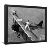 Wingwalker Tennis Match On Airplane Black And White Print,Players In The Sky Framed Art Prints, Wall Art,Home Decor,Framed Picture
