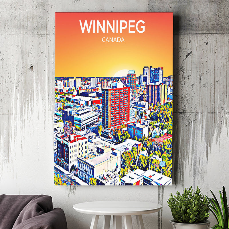 Winnipeg CA Art Canada Sunset Art Print ,City Art Print, Large Canvas, Canvas Print Wall Art Home Decor