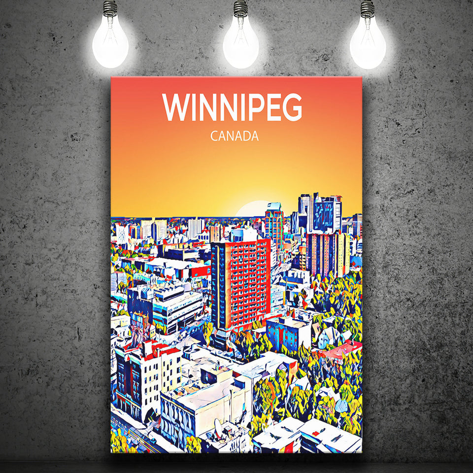 Winnipeg CA Art Canada Sunset Art Print ,City Art Print, Large Canvas, Canvas Print Wall Art Home Decor