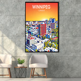 Winnipeg CA Art Canada Sunset Art Print, Large Canvas, Framed Canvas Print Wall Art Home Decor, Floating Frame