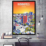 Winnipeg CA Art Canada Sunset Art Print, City Art Print, Framed Art Print Wall Art Home Decor, Framed Picture