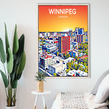 Winnipeg CA Art Canada Sunset Art Print, Large Canvas, Framed Canvas Print Wall Art Home Decor, Floating Frame
