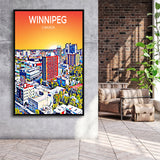 Winnipeg CA Art Canada Sunset Art Print, Large Canvas, Framed Canvas Print Wall Art Home Decor, Floating Frame