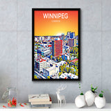 Winnipeg CA Art Canada Sunset Art Print, Large Canvas, Framed Canvas Print Wall Art Home Decor, Floating Frame