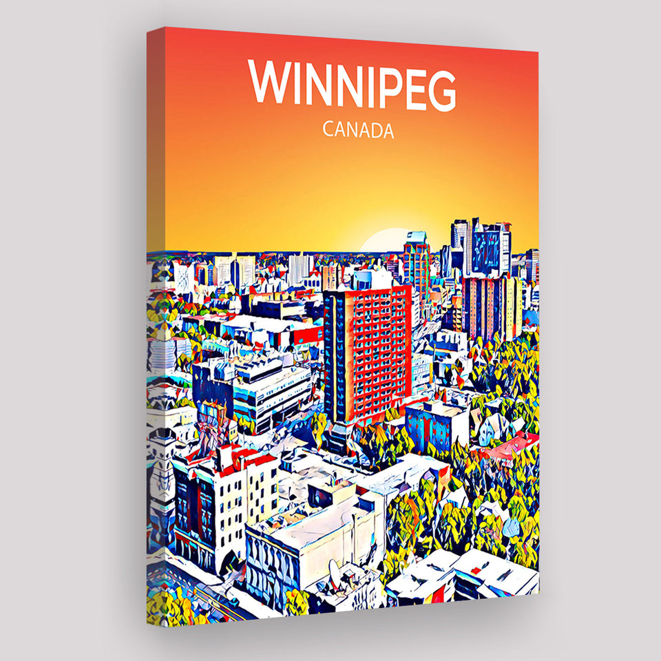 Winnipeg CA Art Canada Sunset Art Print ,City Art Print, Large Canvas, Canvas Print Wall Art Home Decor