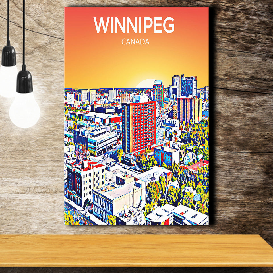 Winnipeg CA Art Canada Sunset Art Print ,City Art Print, Large Canvas, Canvas Print Wall Art Home Decor