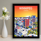 Winnipeg CA Art Canada Sunset Art Print, City Art Print, Framed Art Print Wall Art Home Decor, Framed Picture