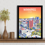 Winnipeg CA Art Canada Sunset Art Print, Large Canvas, Framed Canvas Print Wall Art Home Decor, Floating Frame