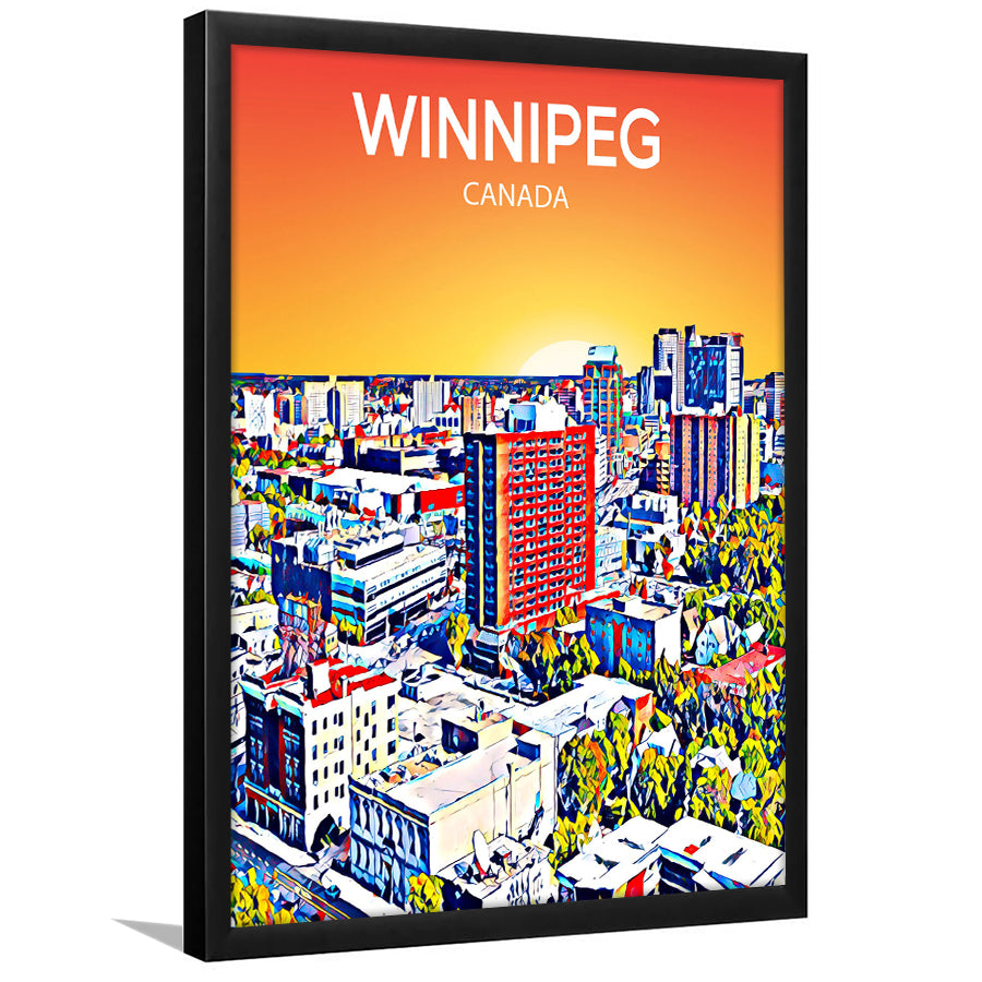 Winnipeg CA Art Canada Sunset Art Print, City Art Print, Framed Art Print Wall Art Home Decor, Framed Picture