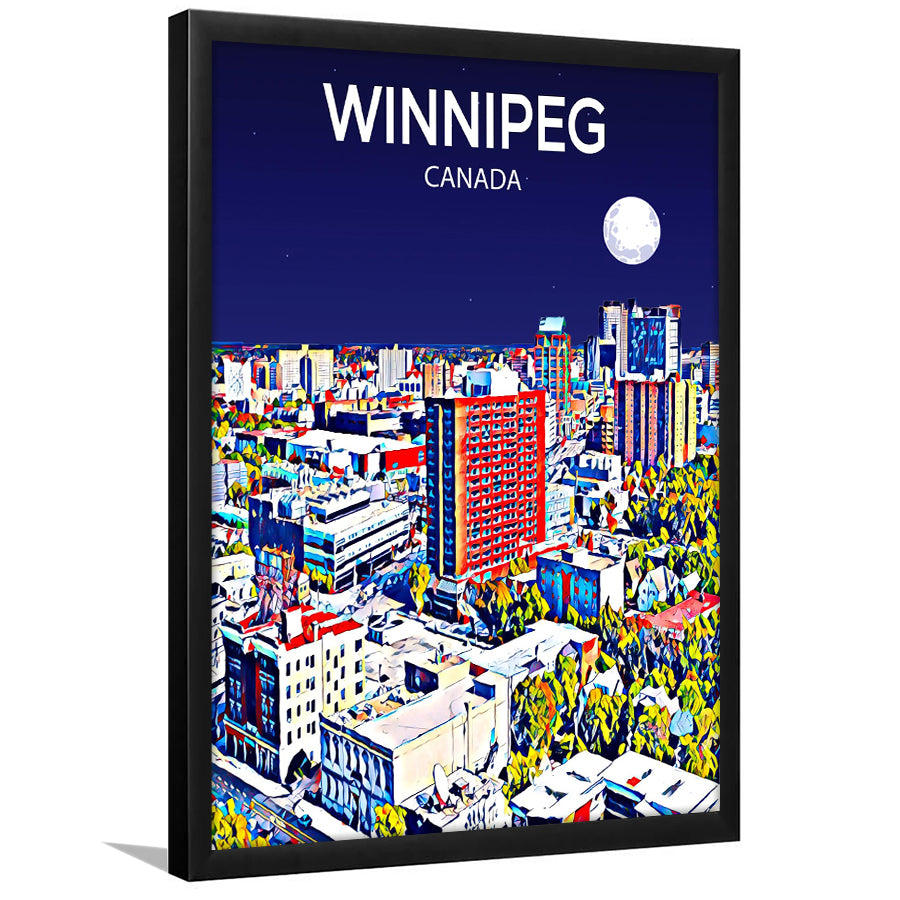 Winnipeg CA Art Canada Night Art Print, City Art Print, Framed Art Print Wall Art Home Decor, Framed Picture