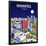 Winnipeg CA Art Canada Night Art Print, City Art Print, Framed Art Print Wall Art Home Decor, Framed Picture