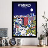 Winnipeg CA Art Canada Night Art Print, City Art Print, Framed Art Print Wall Art Home Decor, Framed Picture
