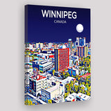 Winnipeg CA Art Canada Night Art Print ,City Art Print, Large Canvas, Canvas Print Wall Art Home Decor