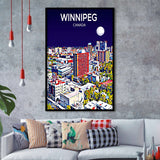 Winnipeg CA Art Canada Night Art Print, City Art Print, Framed Art Print Wall Art Home Decor, Framed Picture