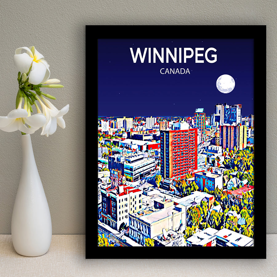 Winnipeg CA Art Canada Night Art Print, City Art Print, Framed Art Print Wall Art Home Decor, Framed Picture