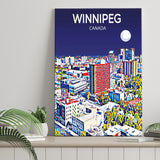 Winnipeg CA Art Canada Night Art Print ,City Art Print, Large Canvas, Canvas Print Wall Art Home Decor