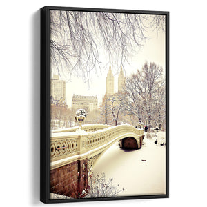 Winter New York City Central Park Framed Canvas Wall Art - Framed Prints, Prints for Sale, Canvas Painting