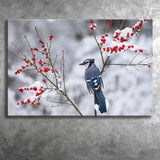 Winter Bird In A Beautiful Snow Canvas Prints Wall Art - Painting Canvas, Wall Decor, Canvas Art, For Sale