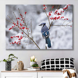 Winter Bird In A Beautiful Snow Canvas Prints Wall Art - Painting Canvas, Wall Decor, Canvas Art, For Sale