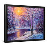 Winter Landscape With The River Framed Wall Art - Framed Prints, Art Prints, Print for Sale, Painting Prints