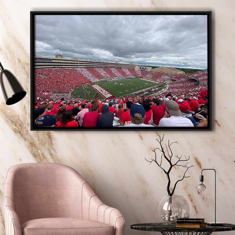 Wisconsin Badgers Stadium Framed Canvas Prints Camp Randall Stadium Wall Art,Sport Stadium Art Prints, Fan Gift