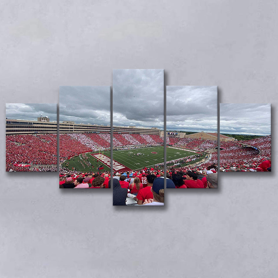 Wisconsin Badgers Stadium Canvas Prints Camp Randall Stadium Wall Art,Multi Panels,Sport Stadium Art Prints, Fan Gift