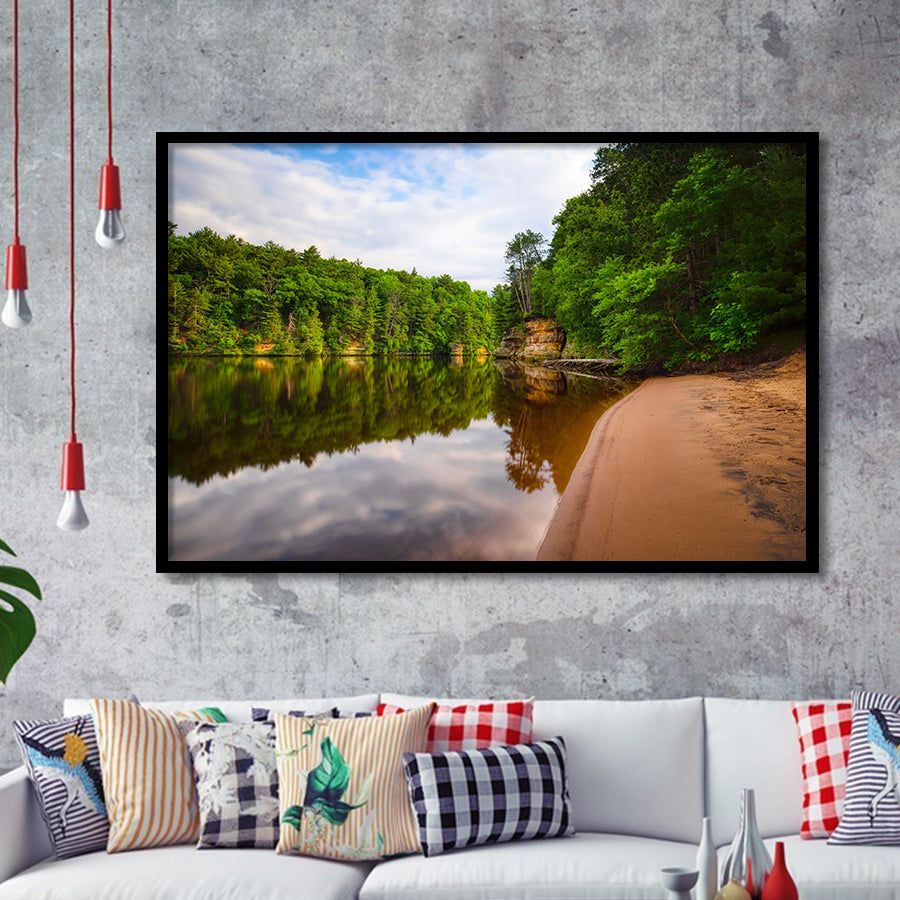 Wisconsin River, Wisconsin Dells Framed Art Prints Wall Art Decor,Black Frame, Ready to hang