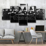 Witches Tea Time Black And White Print, Witches Council 5 Panels, Canvas Prints Wall Art Decor, Large Canvas Art