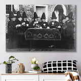 Witches Tea Time Black And White Print, Witches Council Canvas Prints Wall Art Home Decor