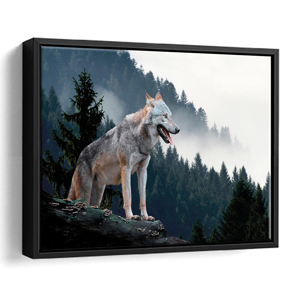 Wolf Animal Print Framed Canvas Prints Wall Art Decor, Framed Picture, Floating Frame