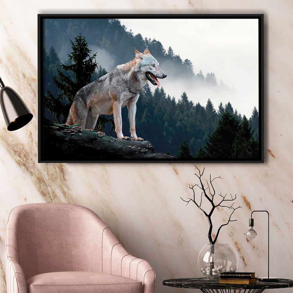Wolf Animal Print Framed Canvas Prints Wall Art Decor, Framed Picture, Floating Frame
