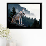 Wolf Animal Print Framed Canvas Prints Wall Art Decor, Framed Picture, Floating Frame
