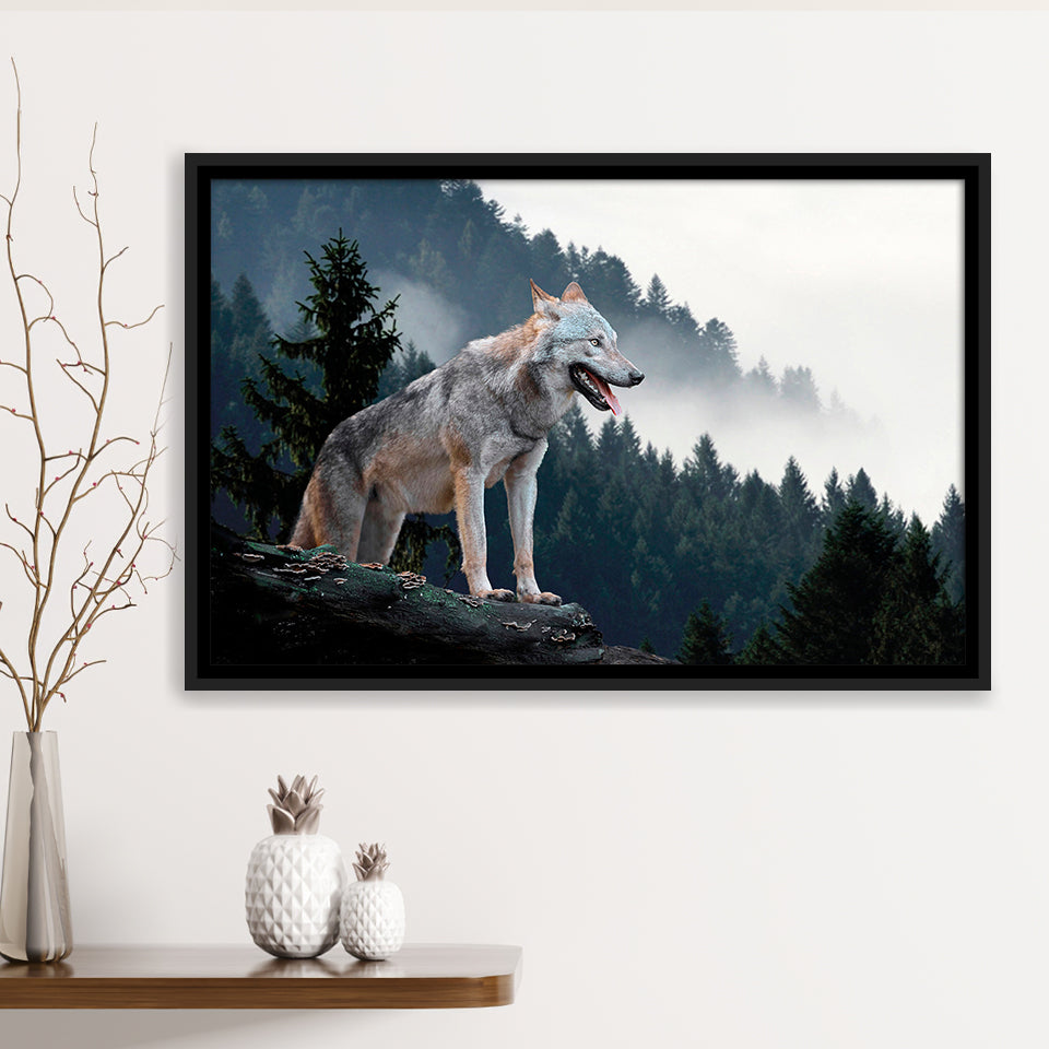 Wolf Animal Print Framed Canvas Prints Wall Art Decor, Framed Picture, Floating Frame
