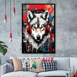 Wolf Wearing Headphone, Gaming Art, Gift For Kids, Painting Art, Framed Art Prints Wall Decor